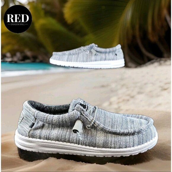 Hey Dude Wally Strecth Granite Slip On Fabric Shoes - Men's Size 9 - Picture 1 of 14